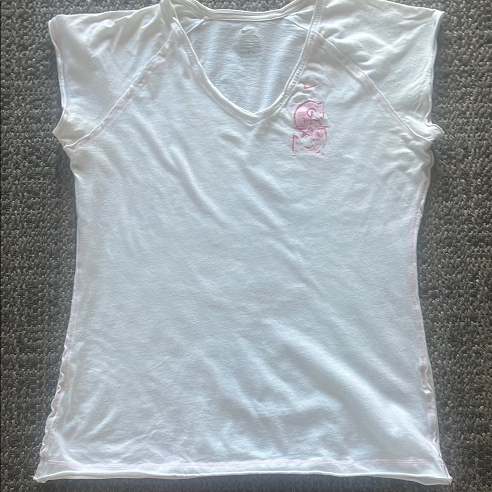 Nike MLB Seattle Mariners White and Pink Short Sleeve Tee